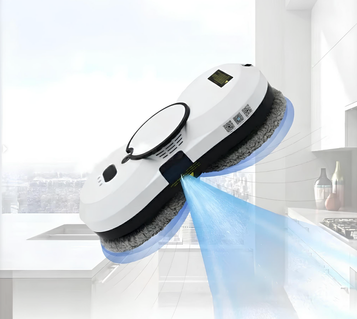 Robot Nettoyeur de Vitres 5600Pa avec Télécommande et Système Anti-Chute