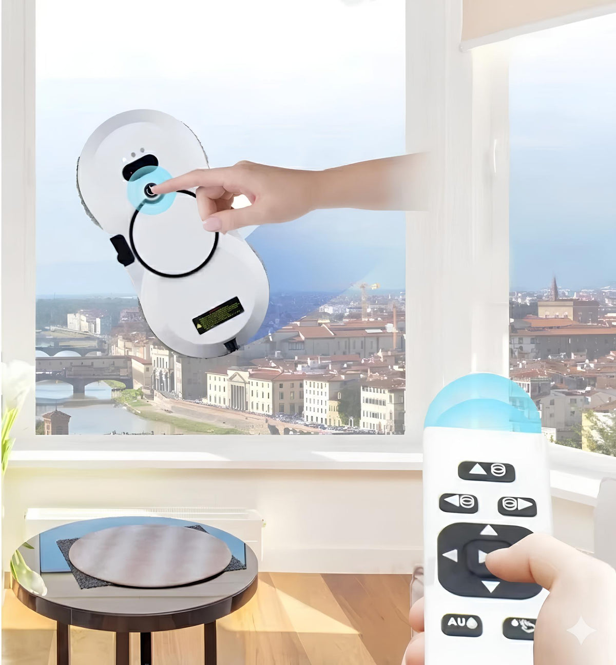 Robot Nettoyeur de Vitres 5600Pa avec Télécommande et Système Anti-Chute